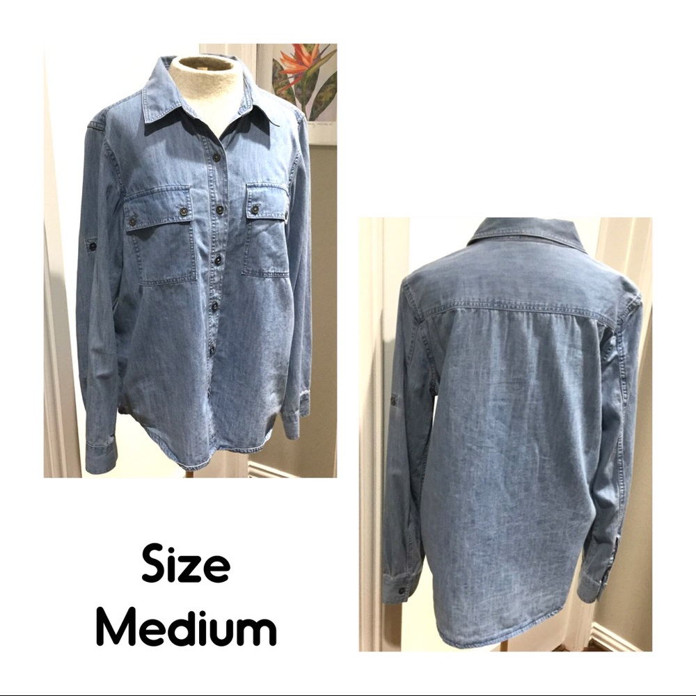 JONES Chambray Denim Button Down Size M